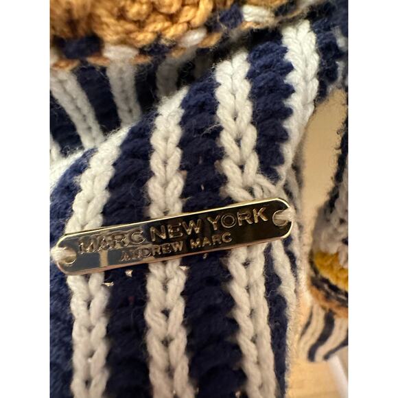 Marc New York Striped Cardigan Sweater Blue/Yellow/Cream Sz Large - Picture 3 of 7